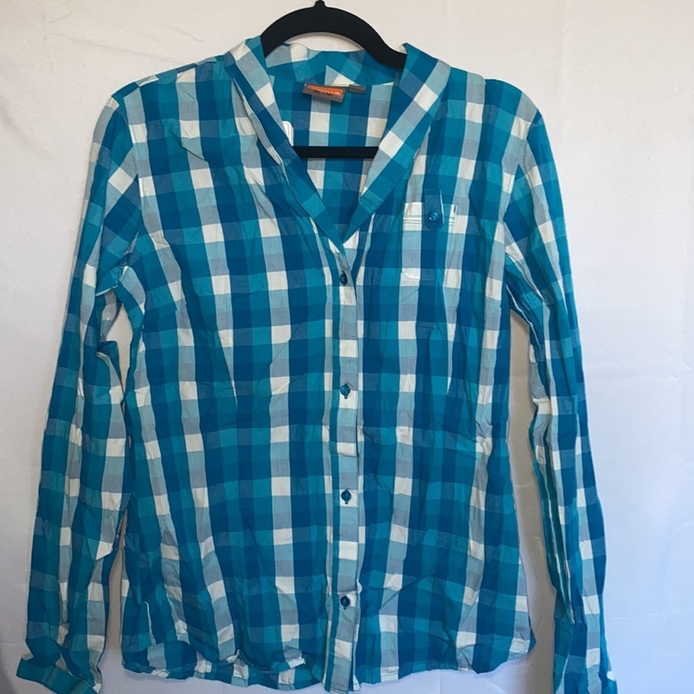 MERRELL AQUA‎ PLAID LONG SLEEVE BUTTON DOWN